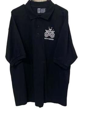 NavyChief Retired CPO Chevrons Black Polo Shirt, Size 2XL